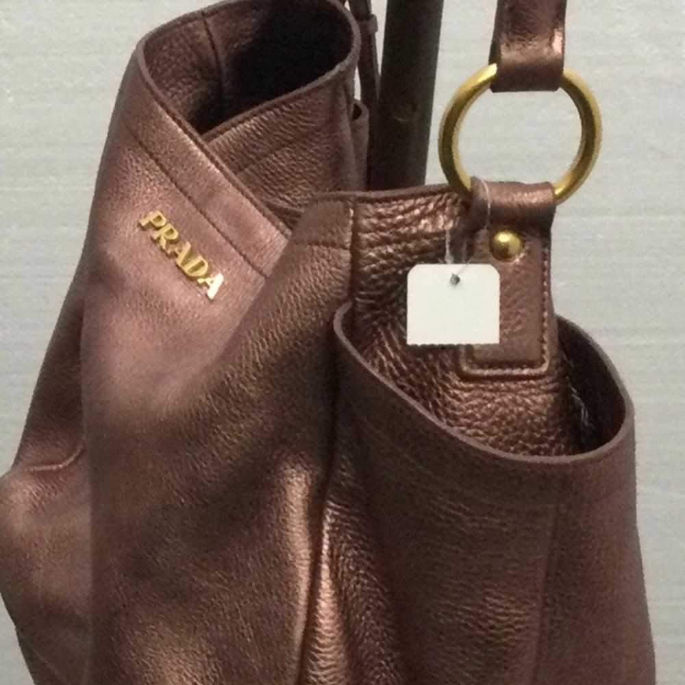 Prada Women Maroon Leather Handbag Single Handle … - image 4