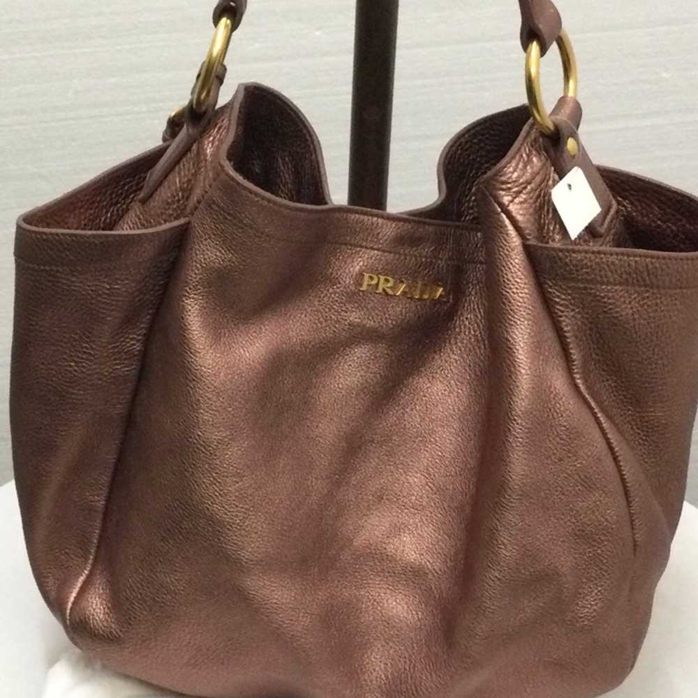 Prada Women Maroon Leather Handbag Single Handle … - image 5