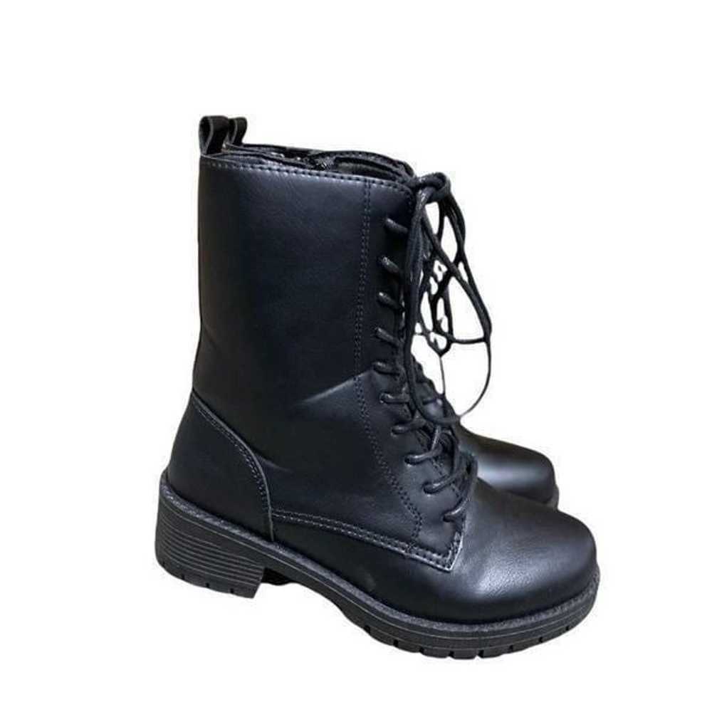 Qupid Black Faux Leather Tressa Combat Boots NEW - image 1