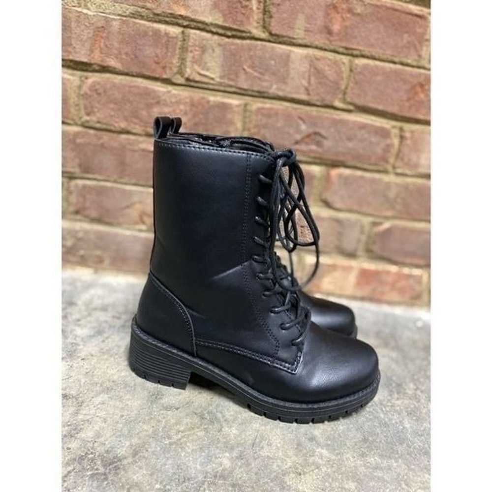 Qupid Black Faux Leather Tressa Combat Boots NEW - image 2