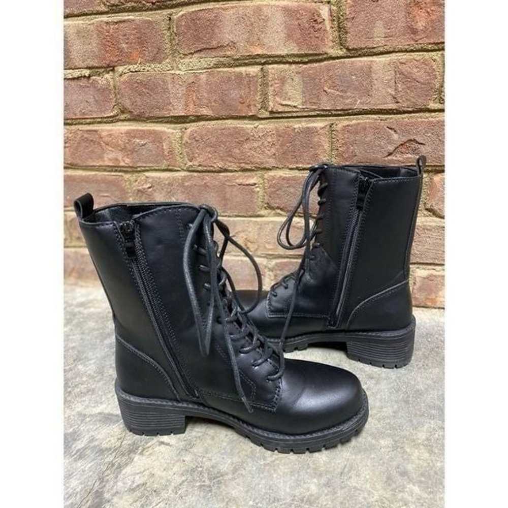 Qupid Black Faux Leather Tressa Combat Boots NEW - image 5