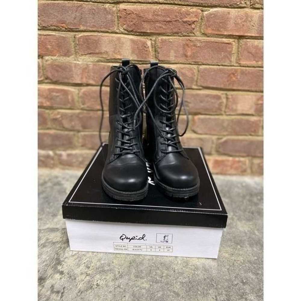 Qupid Black Faux Leather Tressa Combat Boots NEW - image 8