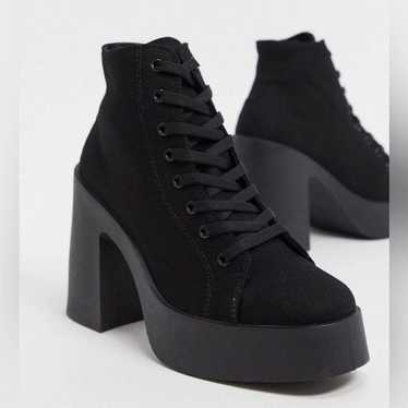 ASOS DESIGN Elevate lace up canvas boot in black