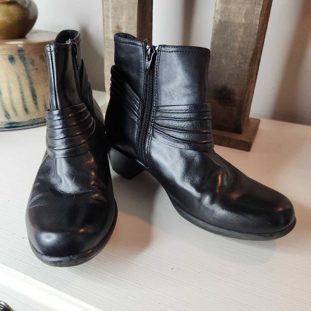 Clarks Black Leather Ankle Boots Size 7 - image 1