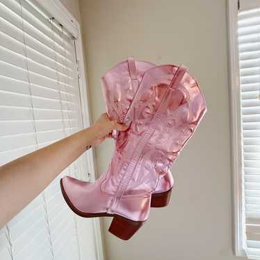 Metallic pink cowboy cowgirl boots
