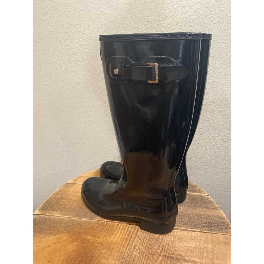 Hunter Original Black Glossy Rain Boots Size 7 - image 3
