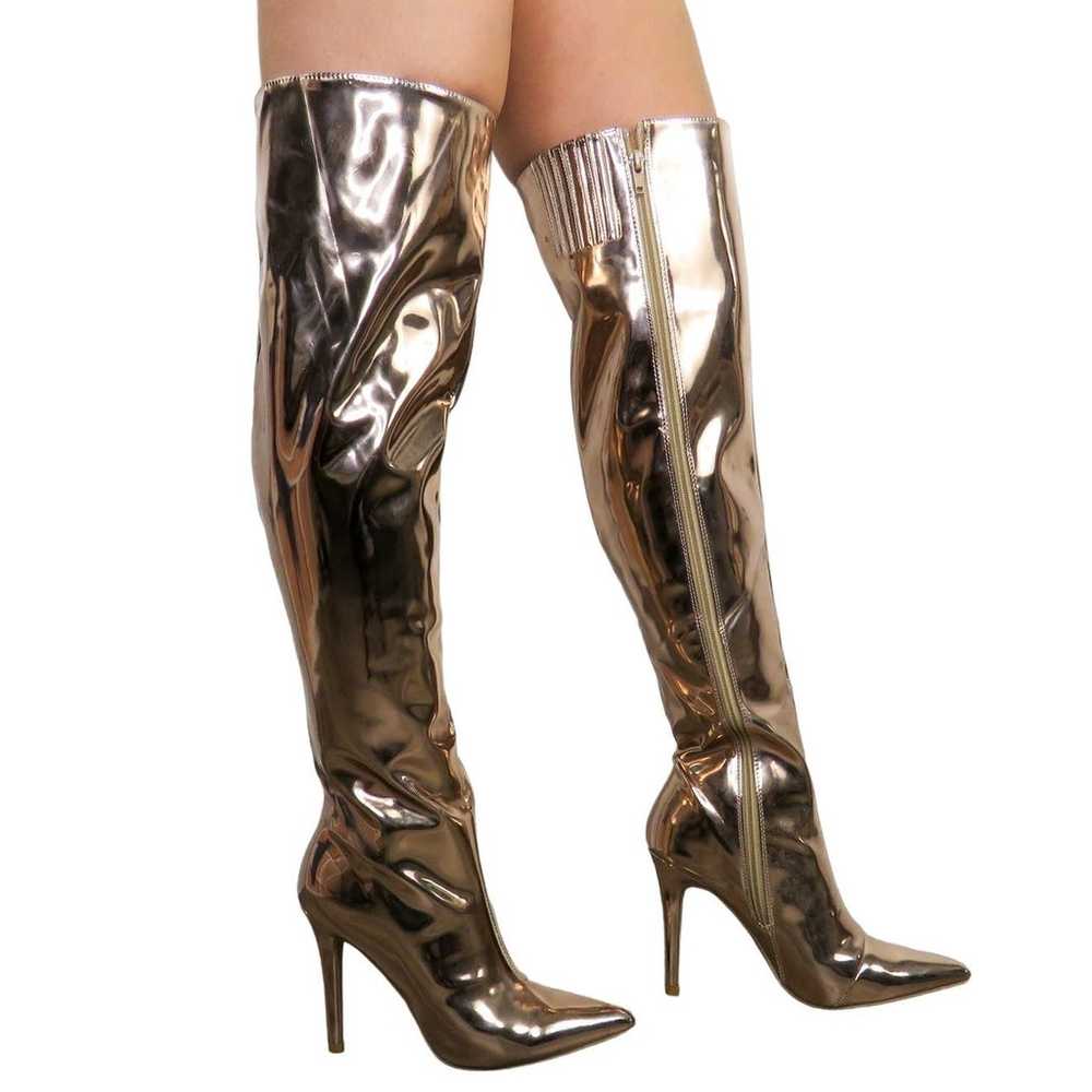 Qupid Sexy Metallic Gold Over The Knee Tall Stile… - image 2