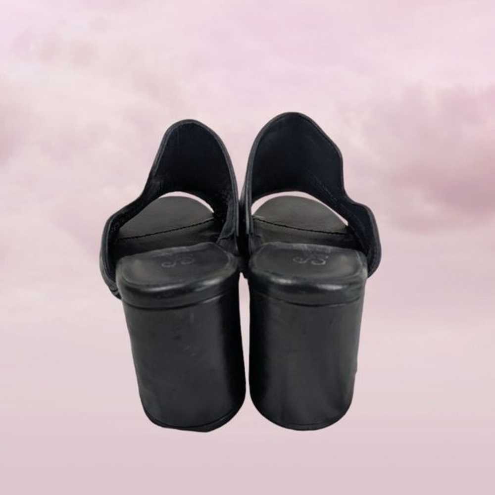 Seychelles Black Leather Block Heel Mules Size 7.… - image 4