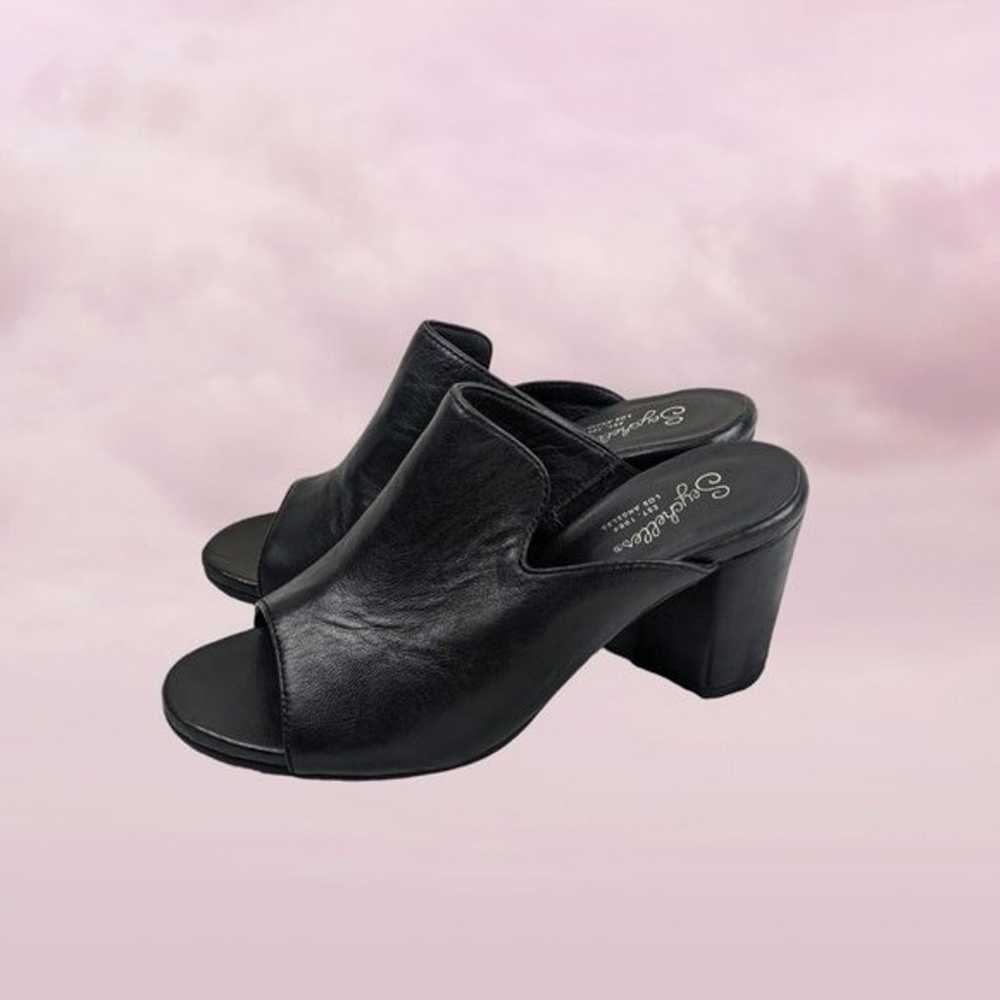 Seychelles Black Leather Block Heel Mules Size 7.… - image 5