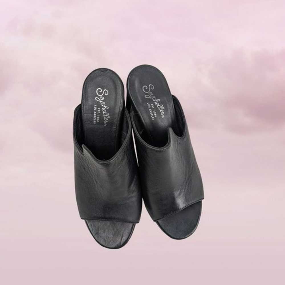 Seychelles Black Leather Block Heel Mules Size 7.… - image 9