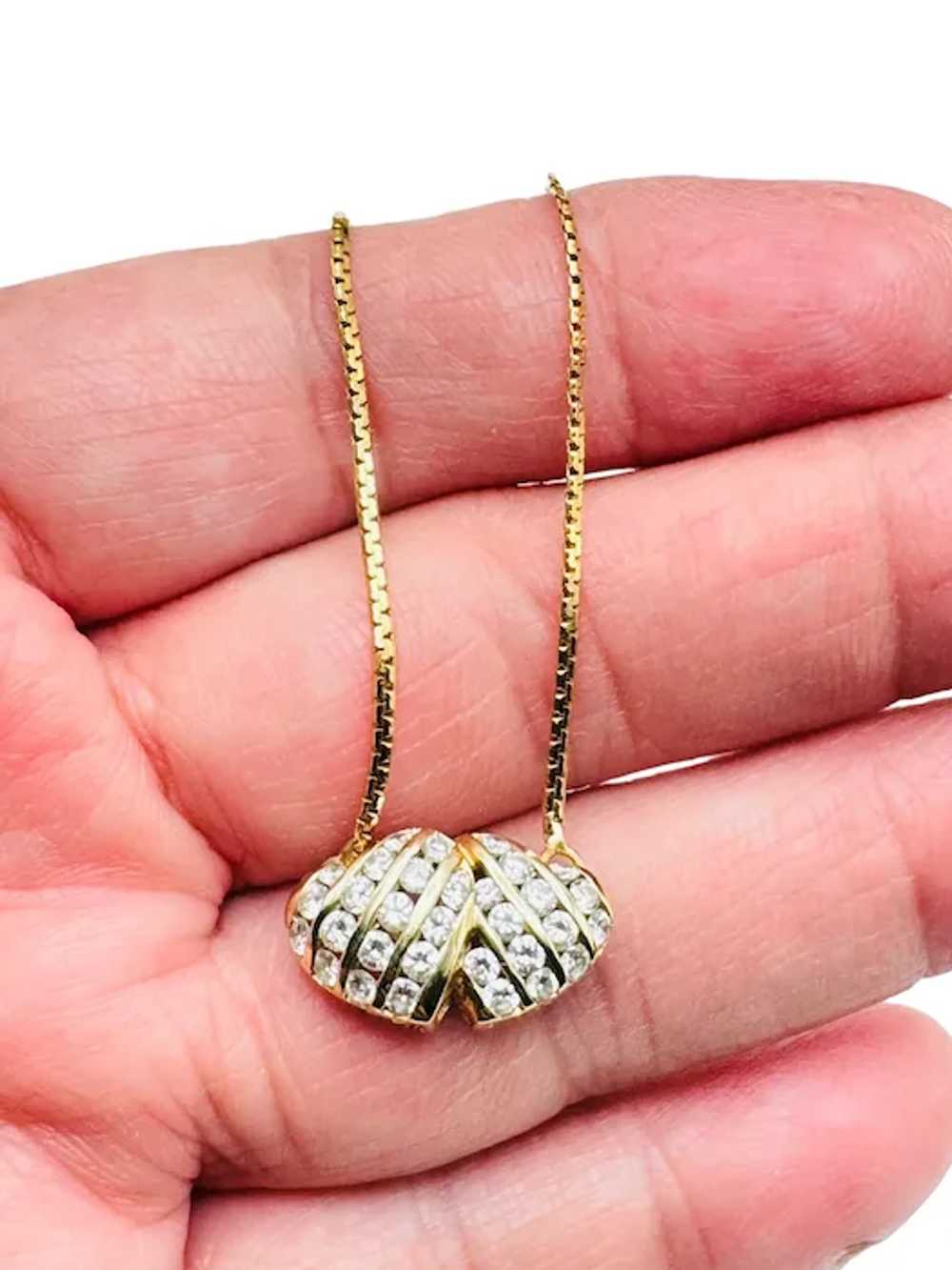 UNOAERRE 14k Solid Gold Necklace Chain + 14k Diam… - image 11