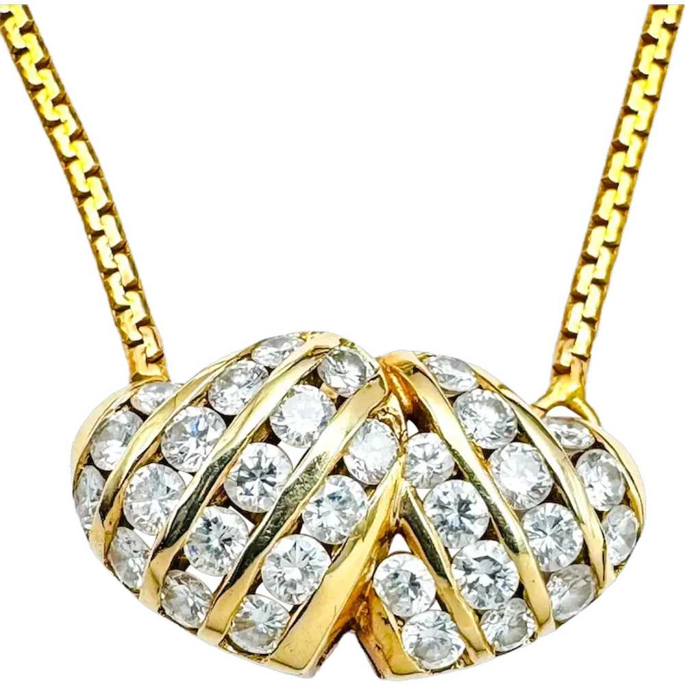UNOAERRE 14k Solid Gold Necklace Chain + 14k Diam… - image 1