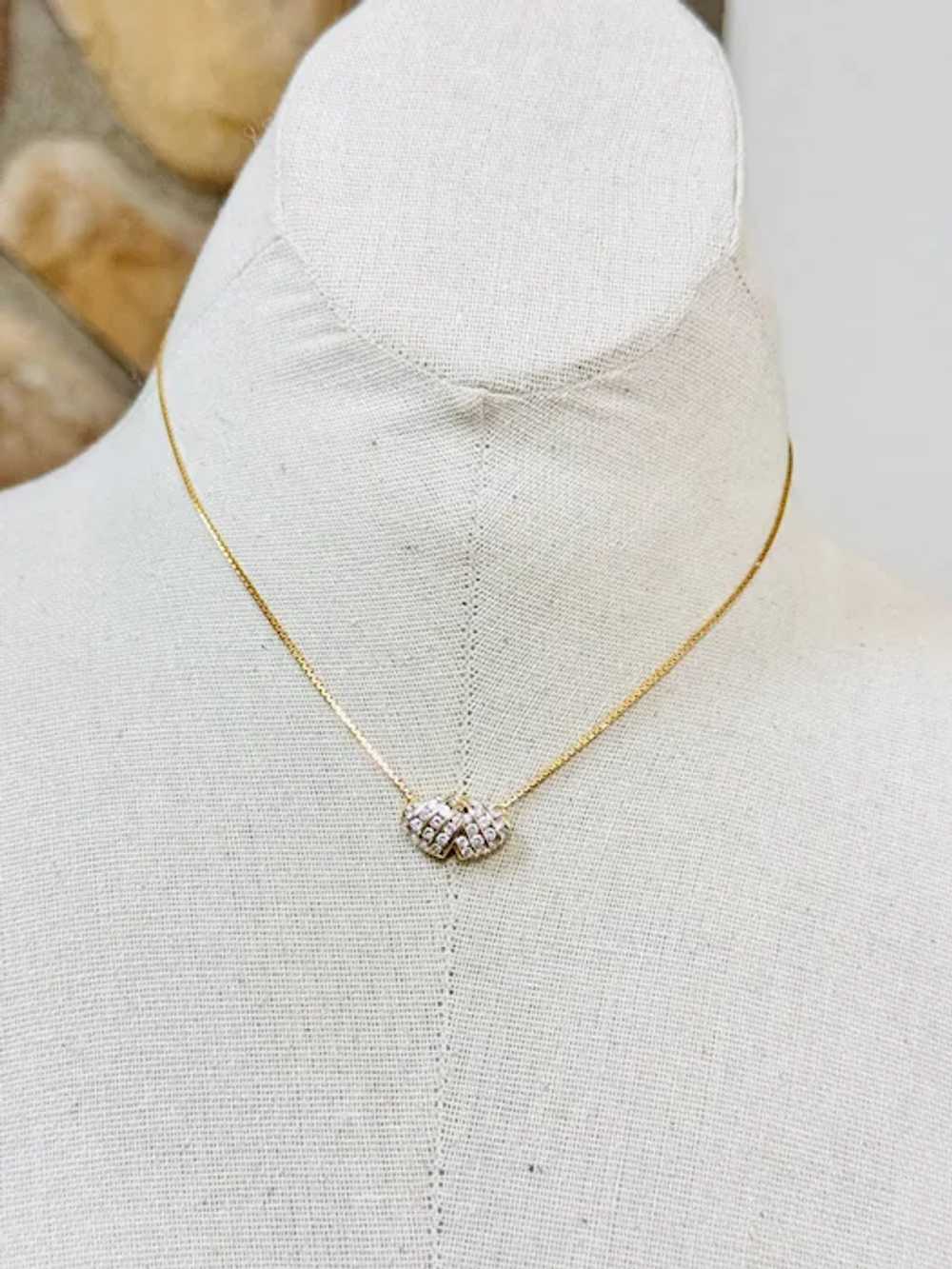 UNOAERRE 14k Solid Gold Necklace Chain + 14k Diam… - image 4