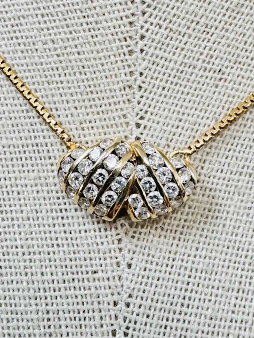 UNOAERRE 14k Solid Gold Necklace Chain + 14k Diam… - image 5