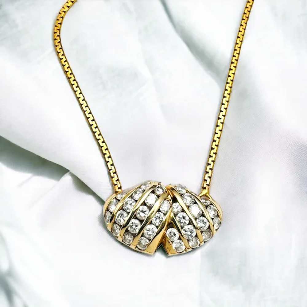 UNOAERRE 14k Solid Gold Necklace Chain + 14k Diam… - image 6