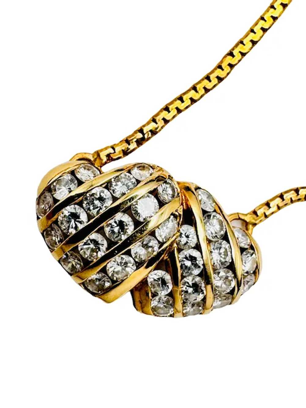 UNOAERRE 14k Solid Gold Necklace Chain + 14k Diam… - image 7