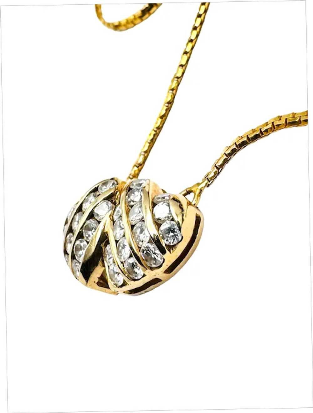UNOAERRE 14k Solid Gold Necklace Chain + 14k Diam… - image 9