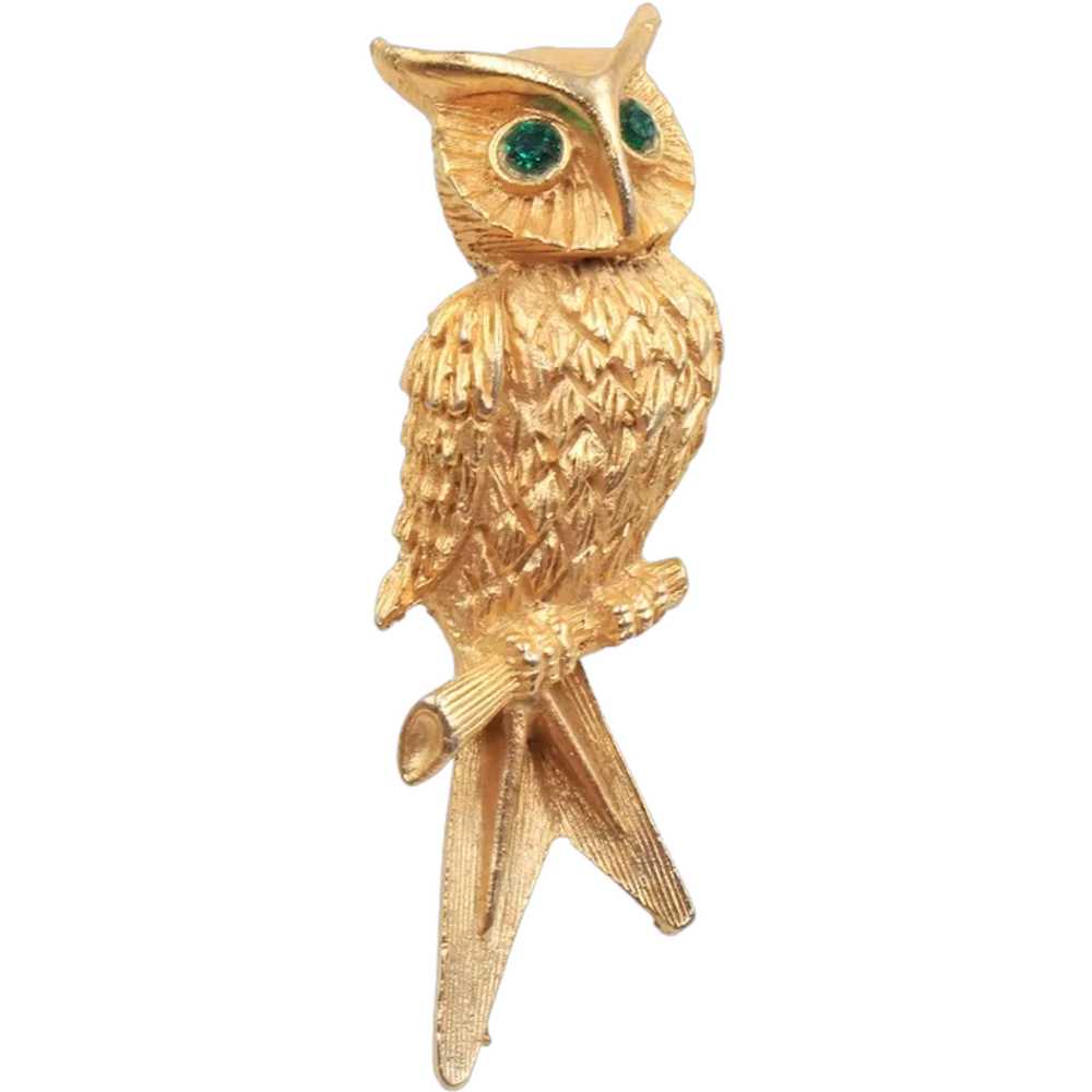 Brooch Pin Owl Rhinestone Figural - image 1