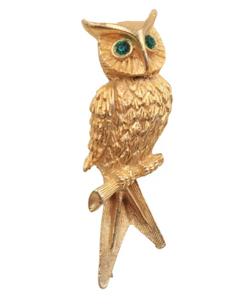 Brooch Pin Owl Rhinestone Figural - image 2