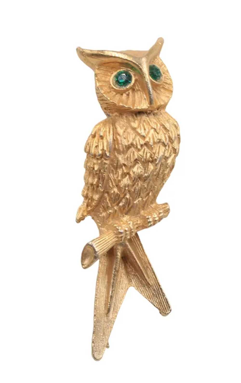 Brooch Pin Owl Rhinestone Figural - image 3