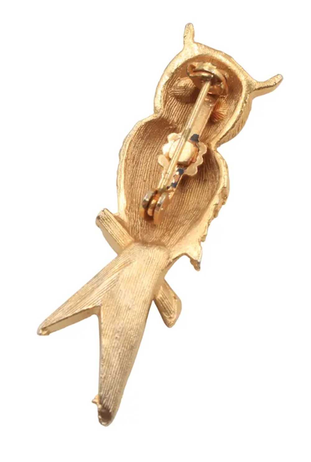 Brooch Pin Owl Rhinestone Figural - image 4