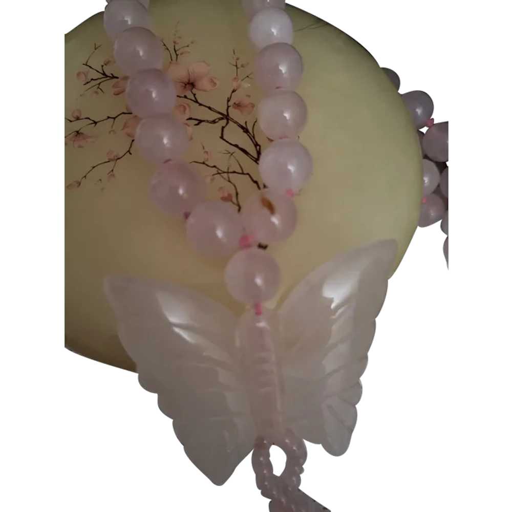 Butterfly Pink Jade Large Necklace Pendant, Spect… - image 1