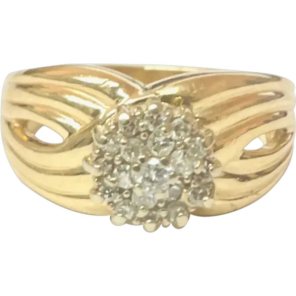 14k Yellow Gold Cluster Round Diamond Ring - image 1