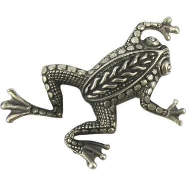 Fancy Detailed FROG Pin Brooch Hopping Sterling S… - image 1