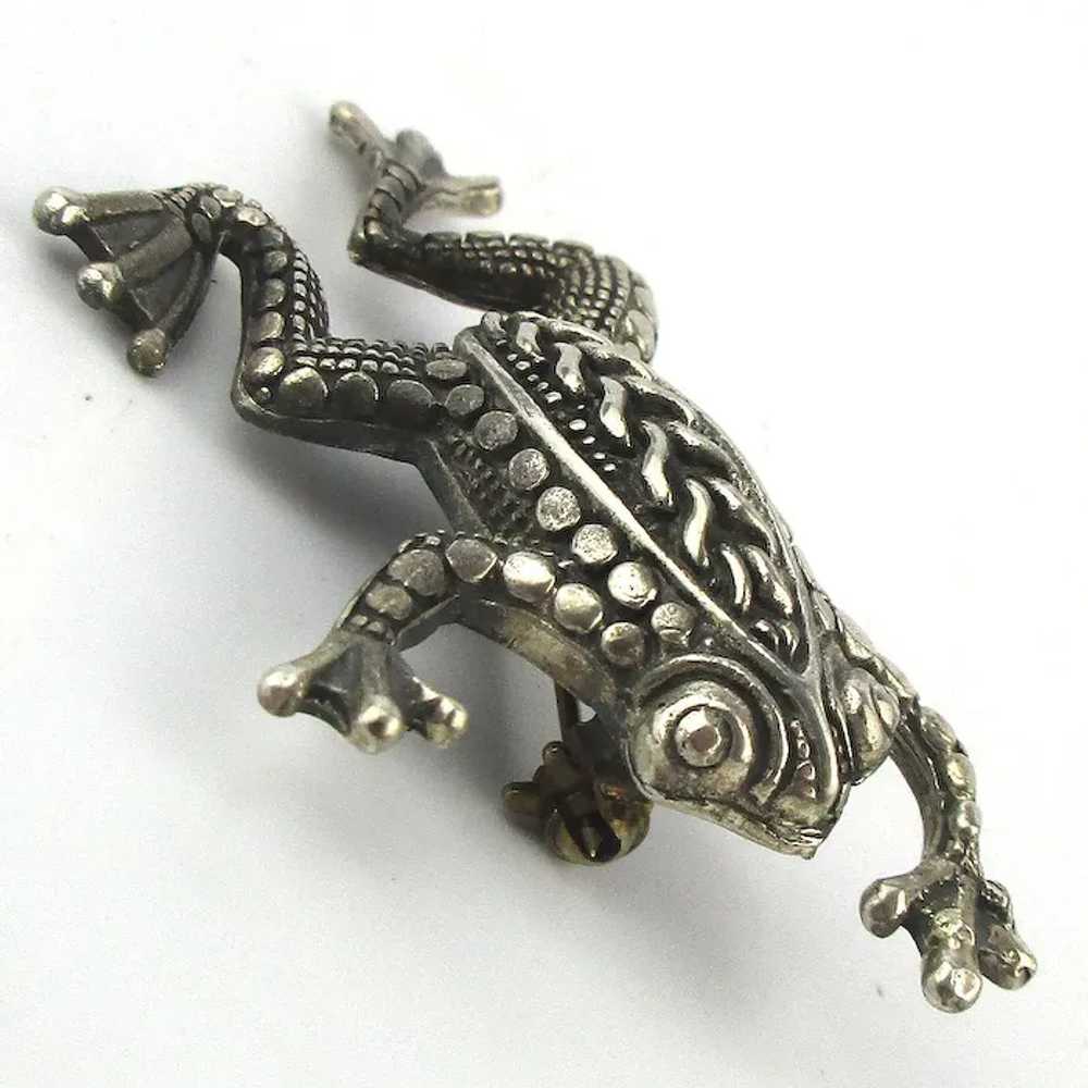 Fancy Detailed FROG Pin Brooch Hopping Sterling S… - image 2