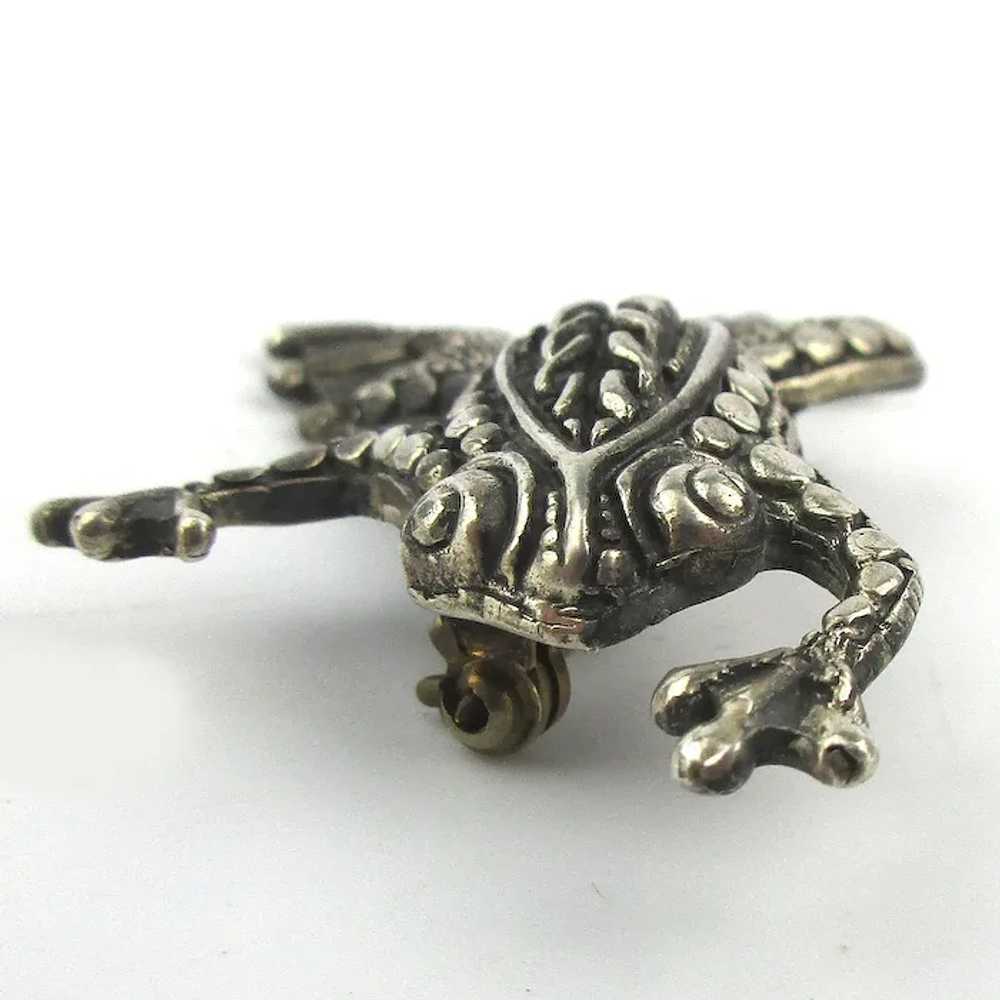 Fancy Detailed FROG Pin Brooch Hopping Sterling S… - image 3