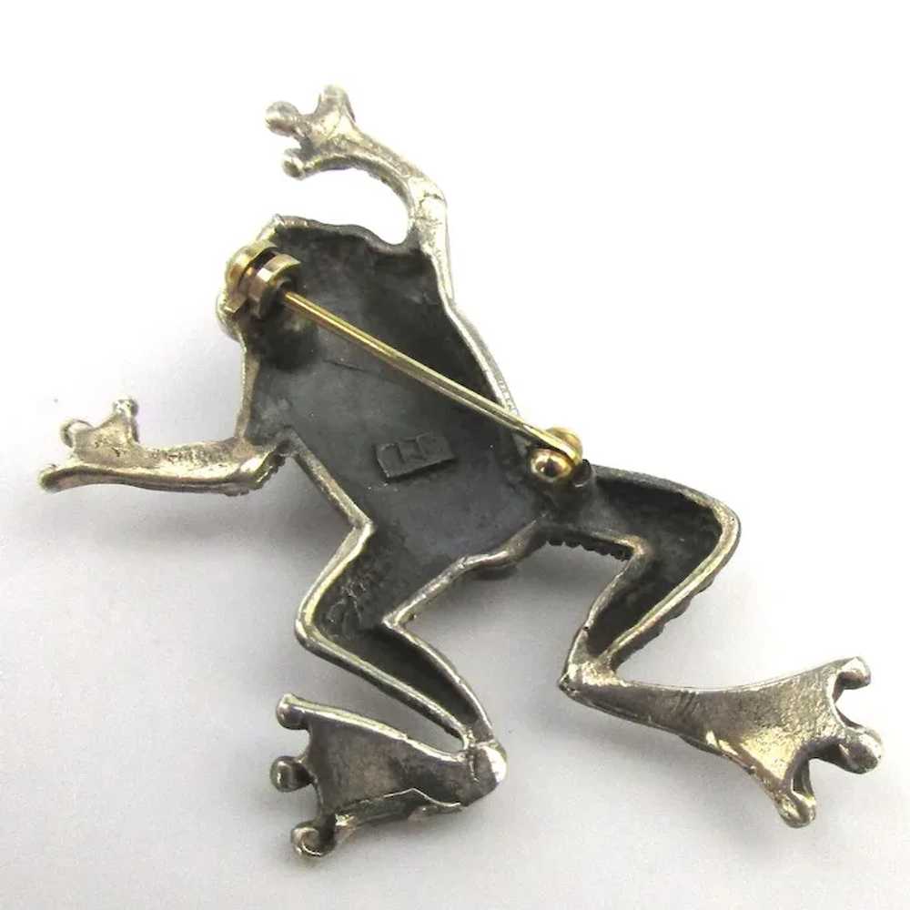Fancy Detailed FROG Pin Brooch Hopping Sterling S… - image 5