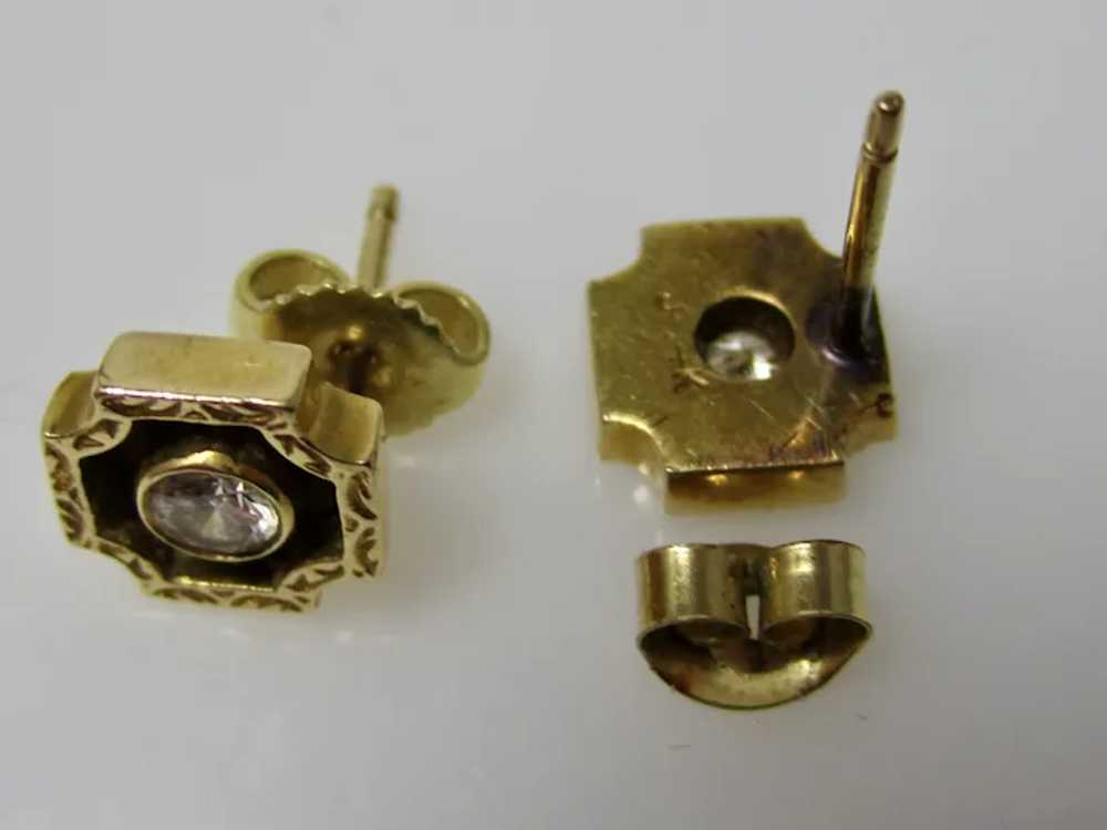 Vintage Estate Diamond Earrings 14K Yellow Gold - image 6