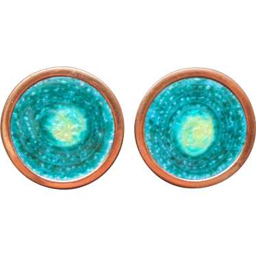 Matisse Enamel Copper 1950s Clip Earrings Gracele… - image 1