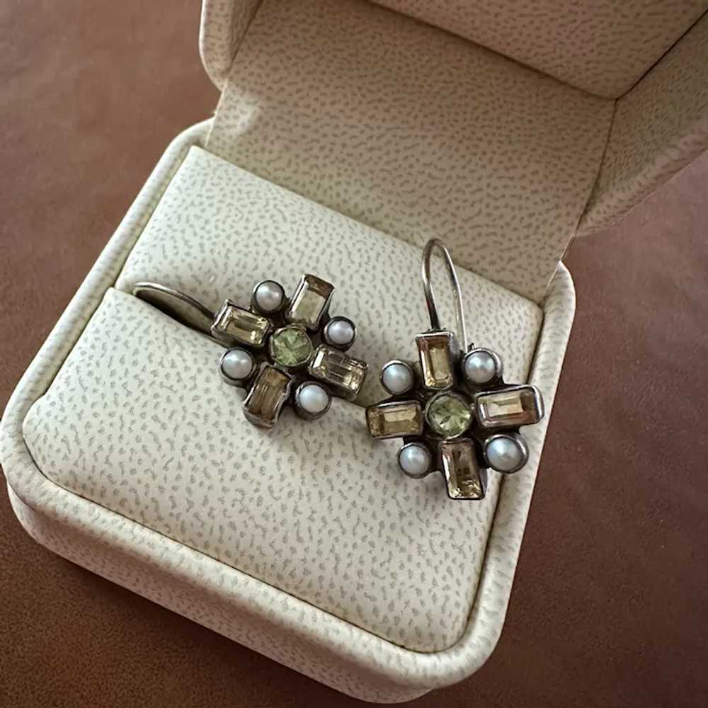 Vintage Citrine Cross Earrings with Pearls and Pe… - image 10