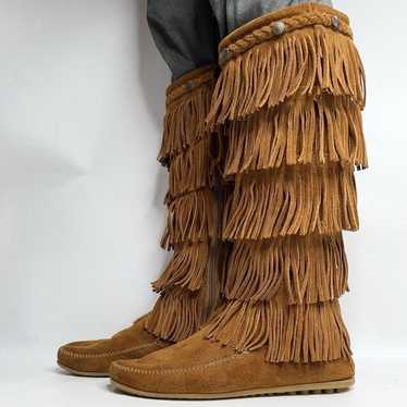 Minnetonka Moccasin Boots 5 Layer Fringe Women’s … - image 1