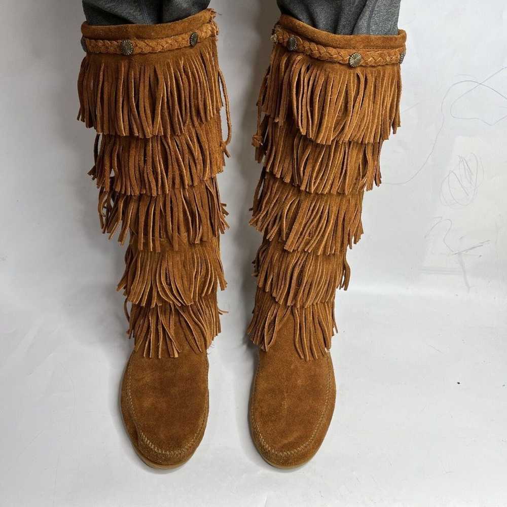 Minnetonka Moccasin Boots 5 Layer Fringe Women’s … - image 2