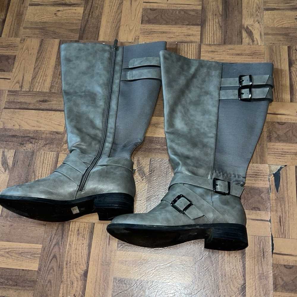 Torrid gray faux leather knee high boots - image 2
