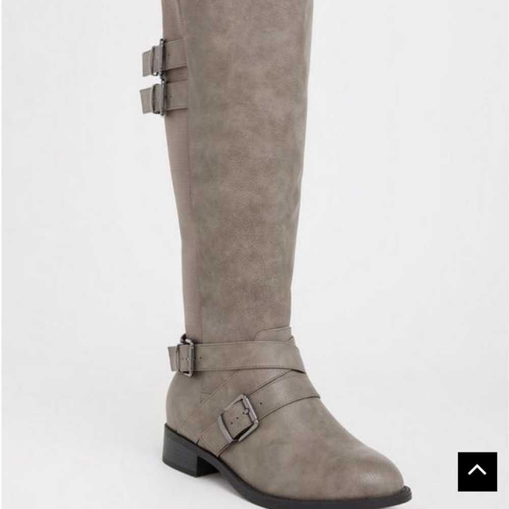 Torrid gray faux leather knee high boots - image 3