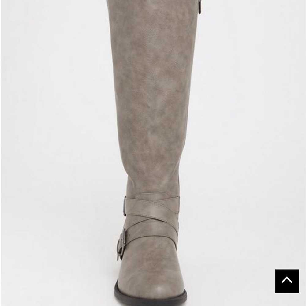 Torrid gray faux leather knee high boots - image 5