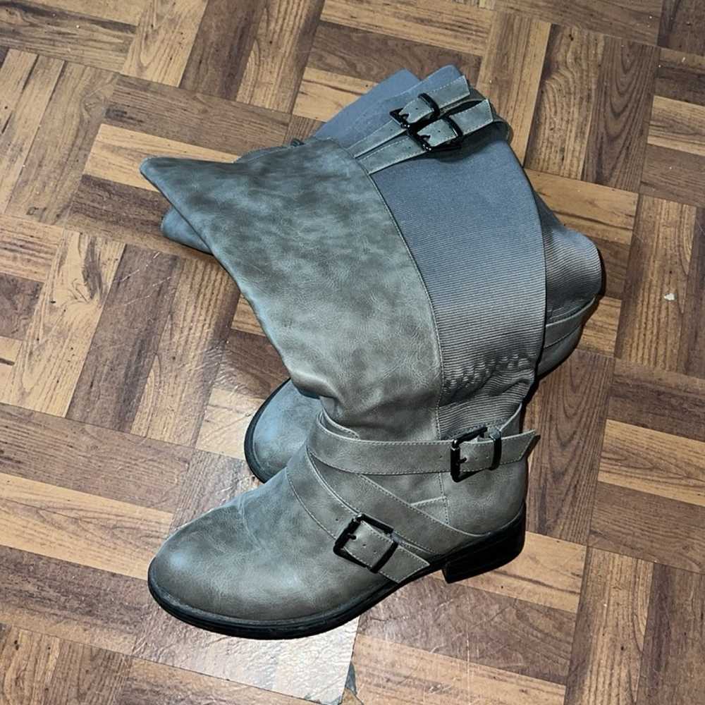 Torrid gray faux leather knee high boots - image 6