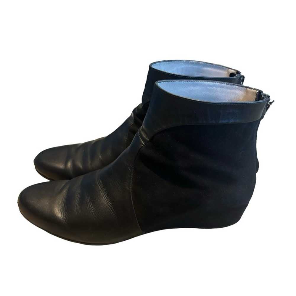 Aquatalia Black Leather Suede Demi Wedge Boots Si… - image 1