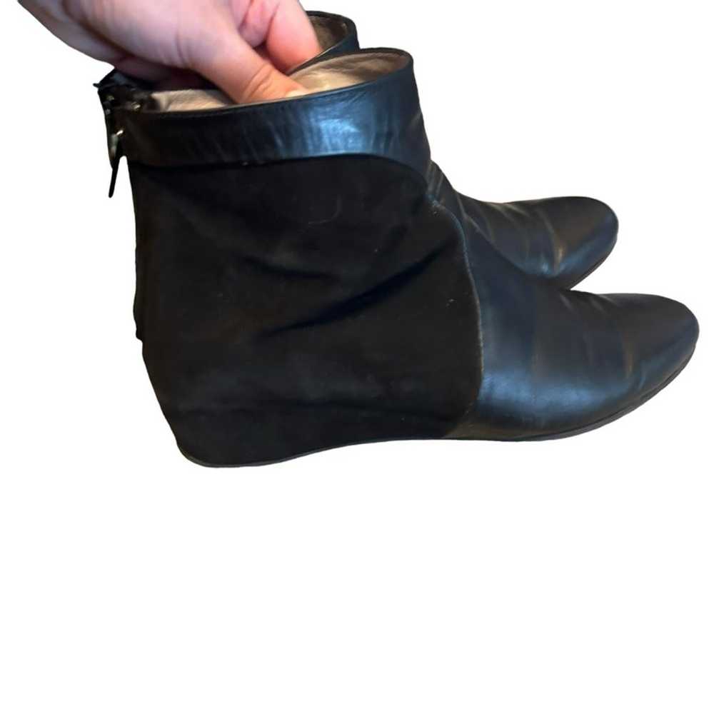Aquatalia Black Leather Suede Demi Wedge Boots Si… - image 5