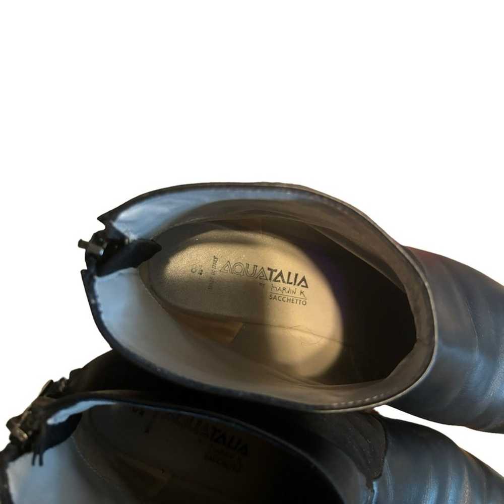 Aquatalia Black Leather Suede Demi Wedge Boots Si… - image 6