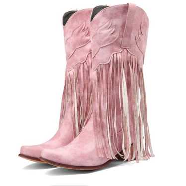 Pink western fringe boots women's size 43 (10.5) - image 1