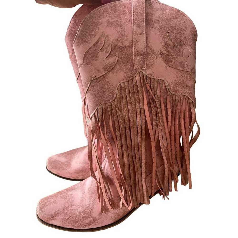 Pink western fringe boots women's size 43 (10.5) - image 3