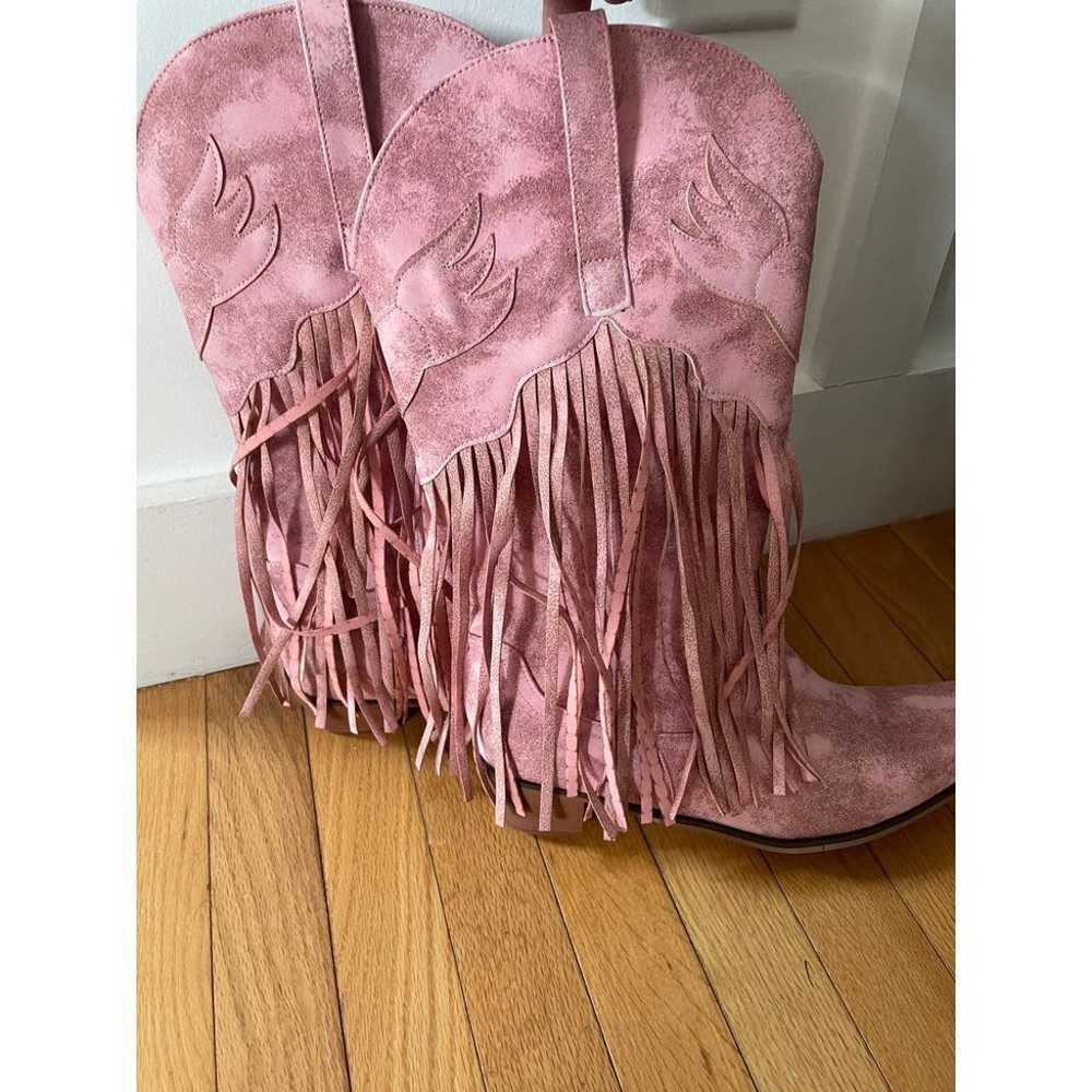 Pink western fringe boots women's size 43 (10.5) - image 4