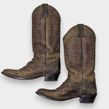 JUSTIN Leather Perfectly Distressed Cowboy Boots … - image 1