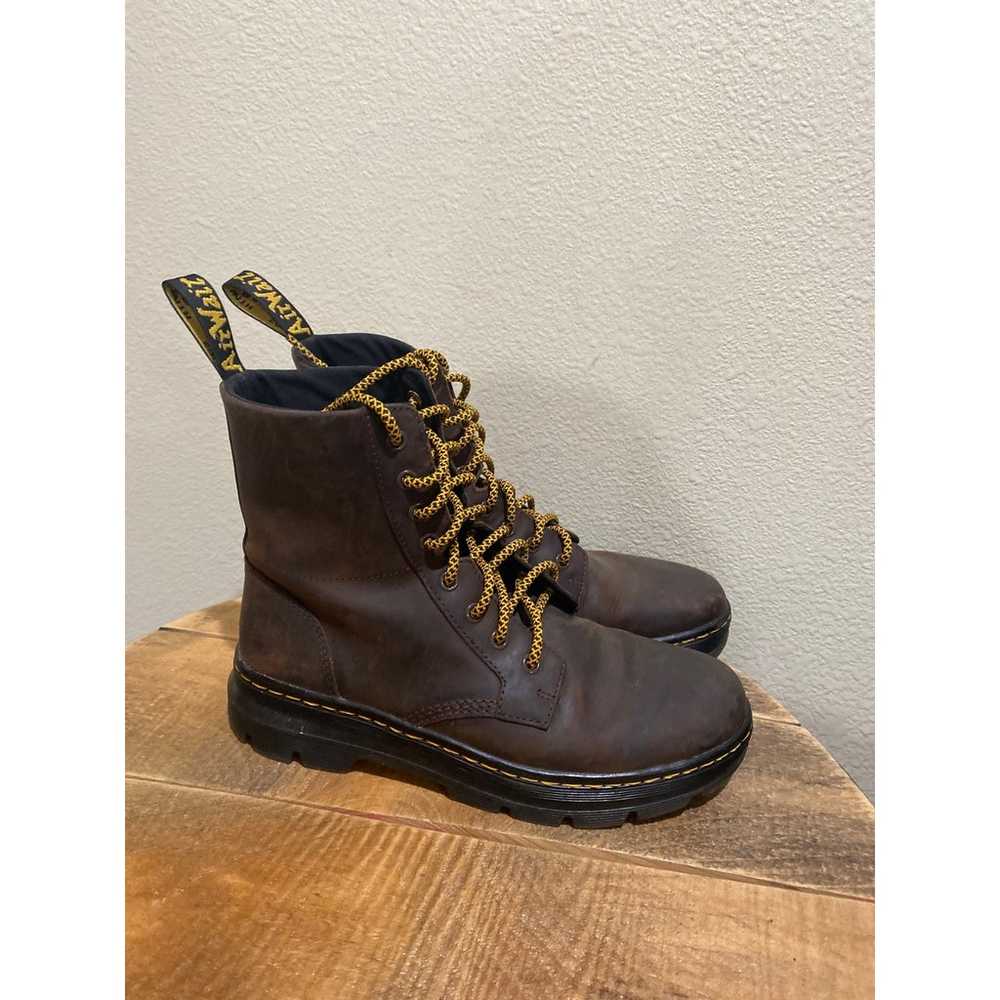 Dr. Martens Comb Brown Leather Combat Boots W9/M8 - image 1