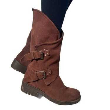 Coolway Brown Suede Slouch Buckle Boots