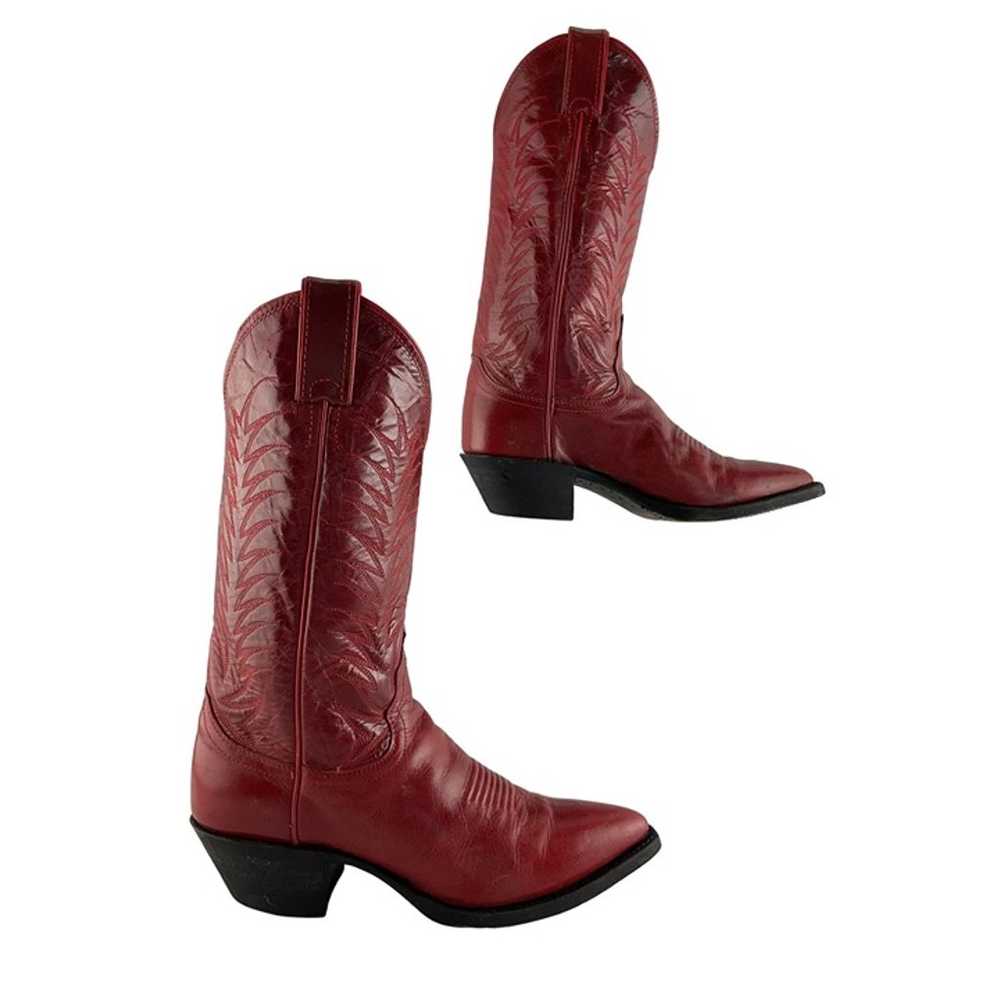 Ladies Justin USA Red Leather Pointed Toe Western… - image 1